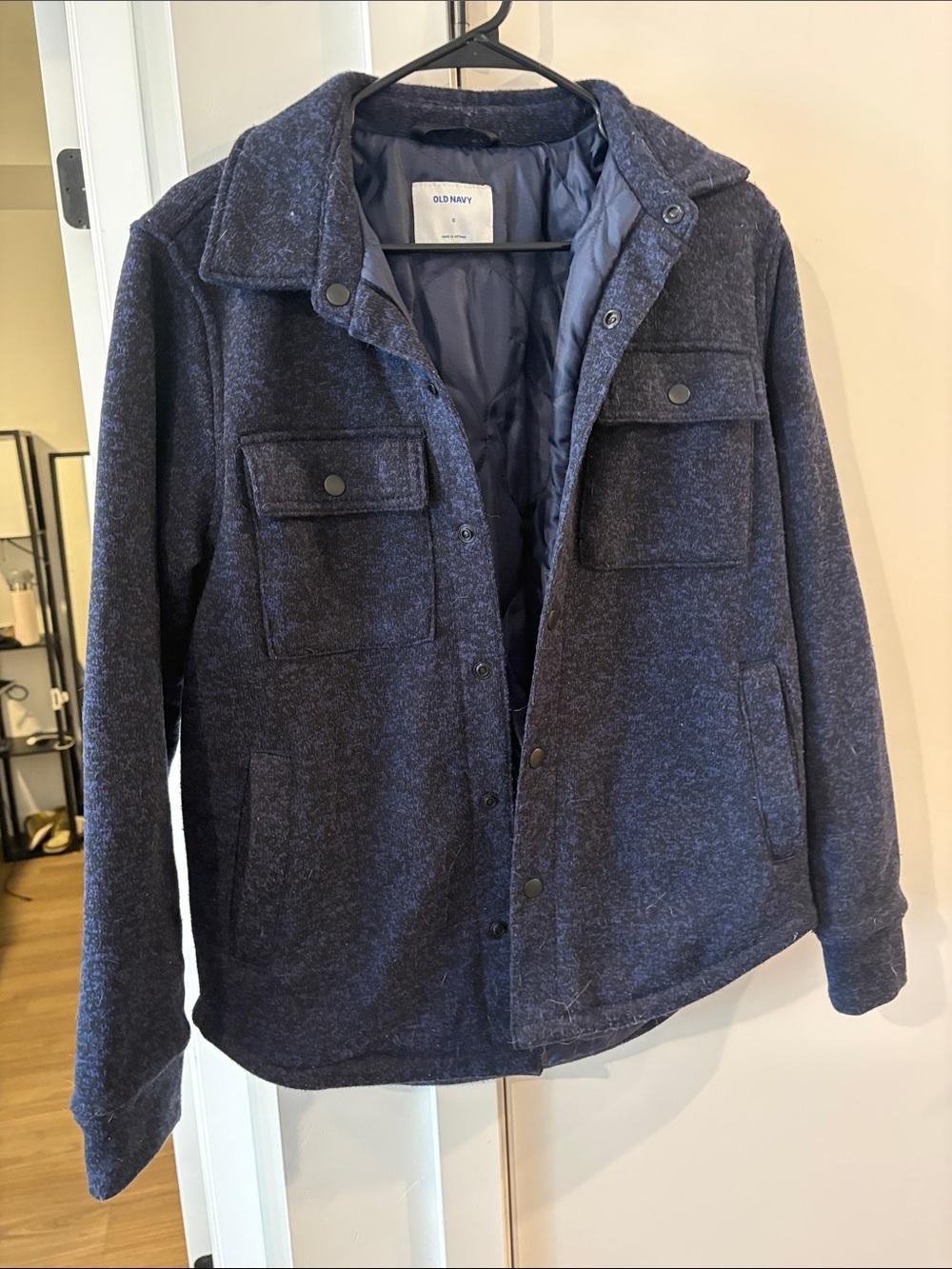 Old Navy Men's Dark Blue Quilted-Back Shirt Jacket